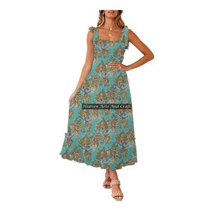 Robe Kurti en coton imprimé pour femme, bretelles spaghetti, tenue d'été, tunique sans manches - Product Image 5