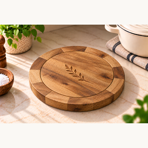 Juego de 2 salvamanteles de madera hechos a mano de 10 pulgadas, estilo rústico, para platos calientes, teteras y sartenes, para encimera de cocina. - Product Image 1