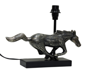 Lampe de table vintage en argent motif cheval au galop - Lampe de chevet en aluminium style antique Mustang pour la décoration de la maison et du bureau - Product Image 2