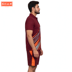 Conjunto de Camiseta de Fútbol para Hombre SHAN, Color Granate y Naranja a Rayas, Sublimada, Manga Corta, Ropa Deportiva, Absorbe la Humedad, para Todas las Temporadas - Product Image 3