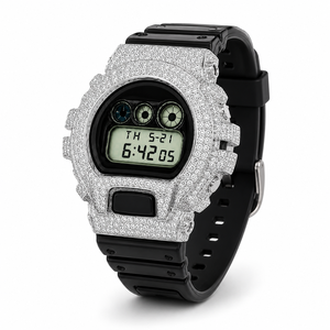 Reloj Digital de Lujo con Incrustaciones de Moissanita, Resistente al Agua 3BAR, Caja de Acero Inoxidable, Correa de Silicona Negra, Unisex - Product Image 3