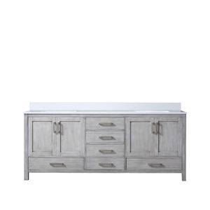 Distressed Grey 80 In. W X 22 In. D Double Bath <b>Vanity</b> with White Quartz Top <b>Bathroom</b> <b>Vanities</b> - Product Image 1