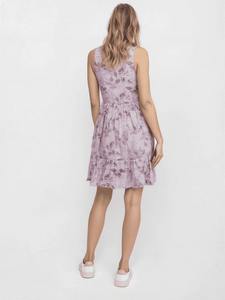 Robe mini en coton lilas à œillets floraux pour femme, idéale pour le printemps et l'été, tenue décontractée, disponible en gros et pour l'exportation. - Product Image 2