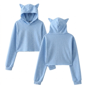Sudaderas Cortas Blancas Personalizadas al por Mayor con LOGO para Mujer, Sudadera Corta de Algodón para Mujer, Sudadera Corta Estilo Streetwear - Product Image 2