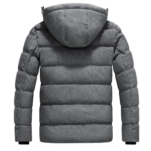 Chaqueta Acolchada Gris Sólida de Alta Densidad para Hombre, Cuello Alto, Abrigo de Invierno Aislado - Product Image 3