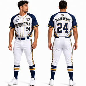 Ensemble de maillot et pantalon de baseball légers, pull à boutons, col à passepoil, échantillon direct à faible MOQ, respirant et à séchage rapide - Product Image 3
