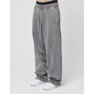Pantalon de survêtement unisexe 100 % coton coupe droite ample, taille élastique, haute qualité, nouveau style, pour hommes, OEM - Product Image 3