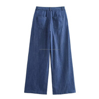 Ensemble pantalon évasé en jean pour femme avec crop top à manches longues, coupe ample, 100 % coton, séchage rapide et respirant, style streetwear