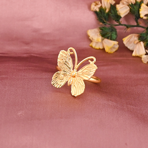 Anillo Ajustable de Latón Chapado en Oro con Diseño de Mariposa, para Mujer, Joyería de Moda para Boda y Compromiso, Lote de 25 al por Mayor - Product Image 2