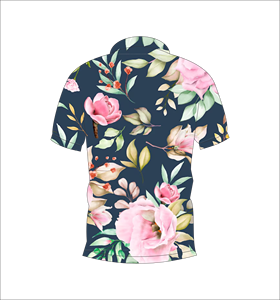 เสื้อโปโลลายดอกไม้สีเข้มแบบกำหนดเอง เสื้อกอล์ฟทีมพรีเมียม ระบายอากาศได้ดี แขนสั้น แบบซับลิเมชั่น เสื้อผ้าลำลองสำหรับออกกำลังกาย - Product Image 3