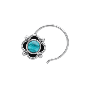 Pendiente de Nariz con Turquesa en Forma Redonda de Plata de Ley 925, Estilo Indio, para Mujeres y Niñas - Product Image 3