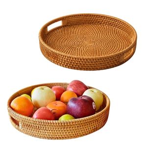 Plateau de service en rotin rustique écologique pour l'organisation de la cuisine, la mise en place de la table, la décoration - Product Image 1