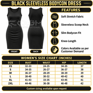 Robe Midi Moulante Noire Sans Manches Cosh International Sorority Sisterhood, Col Rond, Tricotée, Spandex, Polyester, Tenue de Soirée - Product Image 6