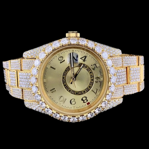 Reloj de Pulsera de Oro con Diamantes Moissanite de Alta Calidad, Personalizado, Totalmente Cubierto de Diamantes, Moderno y Elegante, de Acero Inoxidable para Hombre - Product Image 1