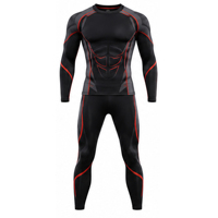 Ensemble de survêtement de compression pour hommes à séchage rapide, comprenant un haut à manches longues et un legging extensible, idéal pour le sport, la gym et le fitness.