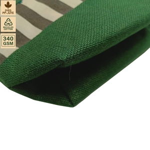 Custom Logo Embroidered Striped 12 Oz Recycled Cotton <b>Canvas</b> Jute Beach Tote Bag Zipper Wholesale OEM Private Label Manufacturer - Product Image 6