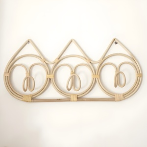 Gancho decorativo de ratán natural para colgar en la pared, perchero para colgar ropa, marca privada, se acepta - Product Image 1