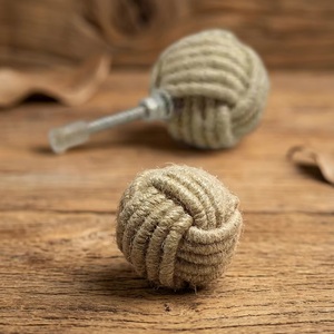 Modern Jute Rope Knob Round Furniture Handle for Dresser Bedroom Drawer Cabinet Outdoor Home Office Decor Durable Wooden Style - Product Image 1