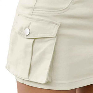 Falda vaquera de cintura alta para mujer, con botones, lavada, de color liso, estilo casual para ir al trabajo, estilo bolso de cadera, para primavera, verano y otoño - Product Image 3