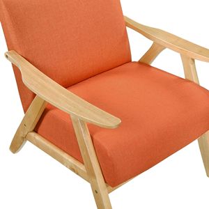 Poltrona Moderna da Soggiorno in Tessuto Arancione con Struttura in Legno di Gomma Naturale e Cuscino Imbottito - Product Image 5