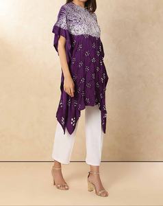 Abaya Moderna con Bordado, Ropa Islámica, Vestido Largo Abierto por Delante para Mujeres Musulmanas, Poliéster, Cuello en V, Estampado Floral, para Eid y Uso Diario - Product Image 2