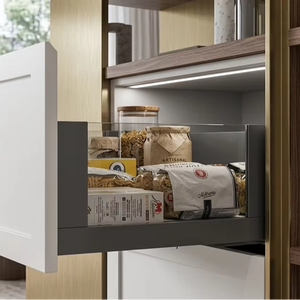 Cajón de Muebles Modernos Vietnamitas, Extensible Completo, Cierre Suave, Telescópico, de Vidrio, Delgado, Metálico, para Cajón con Luz LED, Carga Pesada, para Cocina - Product Image 1