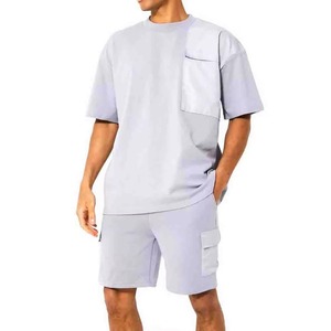 Men's Custom Logo Eco-Friendly Midweight Acid Wash Fleece Casual Sportswear Shirt Shorts <b>Set</b> 100% Cotton Breathable Quick Dry - Product Image 1