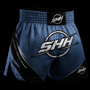 SHH Mixed Martial Arts <b>Shorts</b> Sublimation Print Quick Dry Unisex Adult MMA Training Wear Blue Black Design - Product Image 1