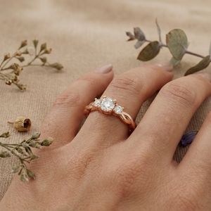 Twisted Three Stone Moissanite Engagement <b>Ring</b> Rose Gold Infinity Promise <b>Ring</b> For Women - Product Image 6