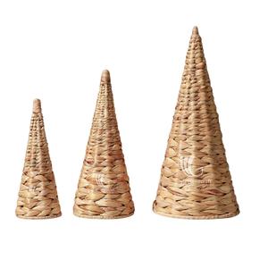 Decoración de árbol de Navidad de jacinto de agua hecha a mano de mimbre natural, Decoración de mesa sostenible para temporada de vacaciones al por mayor - Product Image 1