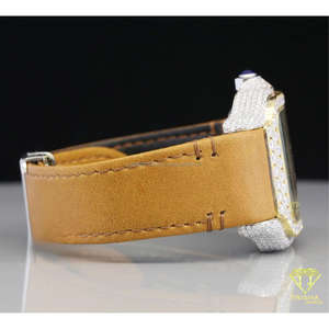 Reloj de Diseño para Hombre, Estilo Hip Hop, con Diamantes Cultivados en Laboratorio VVS, Chapado en Oro, Caja de Plata 925, Correa de Cuero, Venta al Por Mayor - Product Image 2