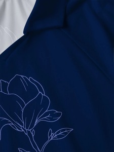 Men's Navy Blue Floral Printed Short Sleeve Shirt Regular Fit Breathable <b>Polyester</b> Summer Wear - Product Image 6