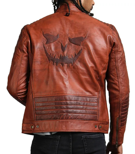 Men Genuine <b>Brown</b> Distressed <b>Leather</b> Patchwork <b>Jacket</b> Scarecrow Style Vintage Biker <b>Jacket</b> - Product Image 3