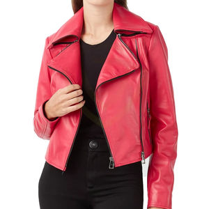 Chaqueta de Cuero Genuino para Mujer, Invierno, Manga Larga, Transpirable, Cuello Camisero, Alta Calidad - Product Image 1