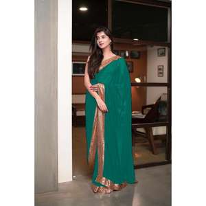 ผ้าส่าหรีงานปักลวดลายสวยงามทันสมัย - Product Image 1