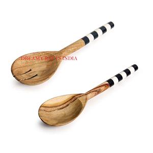 Ustensiles de cuisine en bois d'acacia bleu écologique de haute qualité, cuillère à salade, spatule, résistants au lave-vaisselle, accessoires de cuisine de qualité alimentaire - Product Image 4