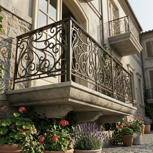 European-style wrought iron balcony railing – <b>Wall</b>-<b>mounted</b>, rust-resistant, easy to assemble, suitable for outdoor decoration. - Product Image 3