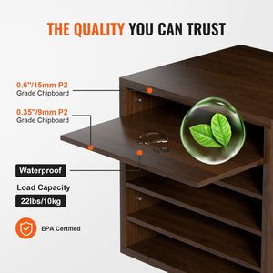 Organizzatore di Documenti in Legno 13,9x12x13 Pollici con 5 Scomparti Regolabili, Porta Lettere per Ufficio - Product Image 3