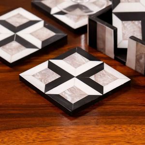 Modern Wooden <b>Square</b> Coasters Set with Leaf Pattern Non-Slip <b>Table</b> Mats for <b>Coffee</b> and Dining <b>Table</b> Decor - Product Image 4