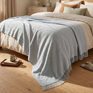 Modern Casual Woven Sofa Throw Dusty <b>Pink</b> Textured Cotton Blanket Fringed Armchair Drape For <b>Home</b> <b>Decor</b> - Product Image 5