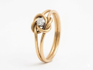 Bague de Fiançailles et de Promesse Antique en Or Massif 18K Style Victorien avec Diamant de Laboratoire, Nœud d'Amoureux Français, Cadeau Romantique Antique - Product Image 2