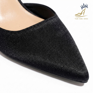 Zapatos de tacón de aguja cerrados transpirables y cómodos de Vietnam Vibram para mujer, elegantes, de tweed, con tira trasera, proveedor de fábrica - Product Image 2