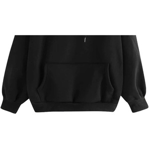 Sweat à capuche d'hiver pour femme 100% coton molletonné écologique respirant coupe-vent brodé surdimensionné avec logo frontal uni bleu foncé OEM - Product Image 3