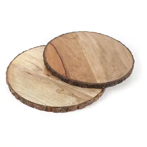 Offre Spéciale rond écorce de bois apéritif et assiettes à dîner assiettes en bois de mangue pour salade assiettes à manger Desserts décoration plateaux en bois - Product Image 1