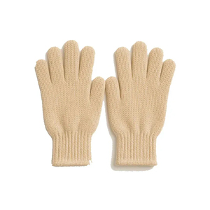 ถุงมือผ้าฝ้ายสีเบจธรรมดา ถุงมือถักแบบ 5 นิ้ว ยาวถึงข้อมือ ให้ความอบอุ่น สำหรับใช้ในชีวิตประจำวันทุกฤดูกาล - Product Image 1