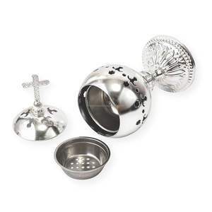 Quemador de Incienso con Cruz Católica Plateada y Recubierta de Latón para Iglesia y Hogar a Precios Accesibles - Product Image 6