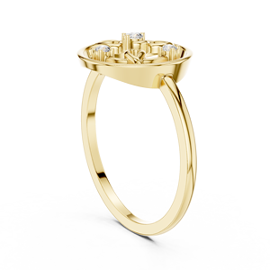 Anillo Minimalista en Forma de Flor de Oro Amarillo Sólido de 10k, 14k, 18k con Diamantes Cultivados en Laboratorio de Corte Redondo, Anillo de Boda Clásico, Regalo para Ella - Product Image 4