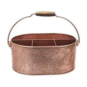 Porte-couverts en métal martelé avec poignée, organisateur de couverts à 3 compartiments, support de rangement pour ustensiles de table - Product Image 1