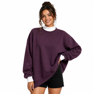 Sweat-shirt à col montant pour femme en coton molletonné épais, broderie personnalisée, vêtements décontractés haut de gamme, fabricant OEM ODM - Product Image 1
