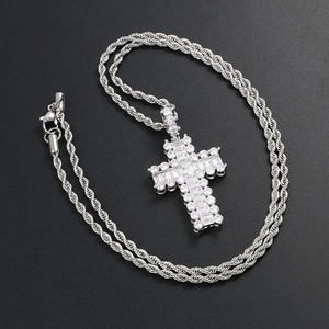 Nouveau Collier Pendentif Croix Bling CZ Iced Out Couleur Argent Charme Mode Hommes Femmes Bijoux Hip Hop Cadeau - Product Image 5